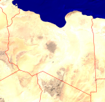 Libya Satellite + Borders 800x778